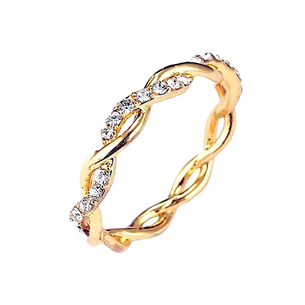 NEW 14k Gold Plated S925 Simulated Diamond‎ Eternity Stacking Band Ring, Size 7